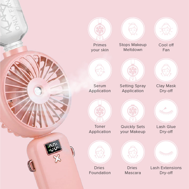 Only Fan , Skin Care ,Makeup &amp; Prime Setting Fan With Setting Spray - Klara Cosmetics