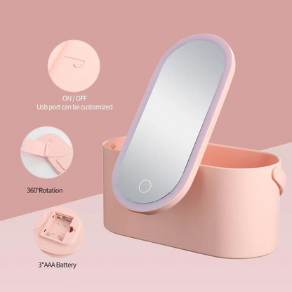 GlamBox Portable Vanity with LED mirror - Klara Cosmetics
