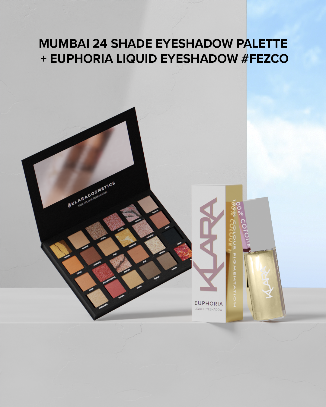 MUMBAI 24 SHADE EYESHADOW PALETTE + EUPHORIA LIQUID EYESHADOW 