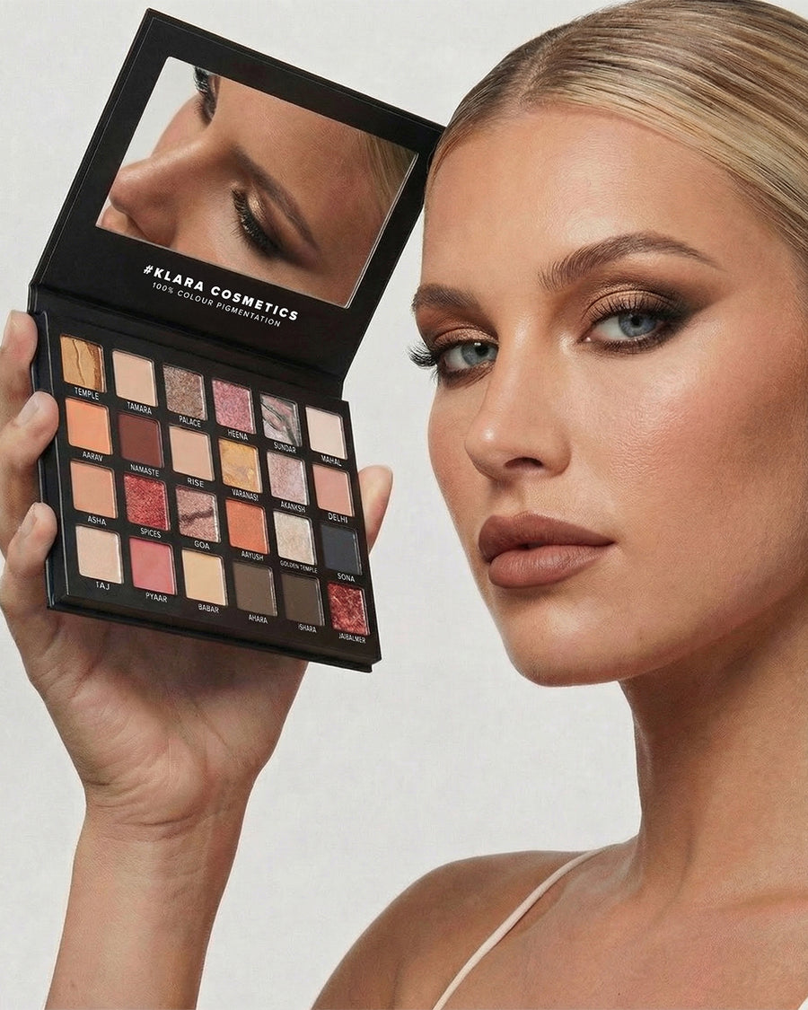 MUMBAI 24 SHADE EYESHADOW PALETTE + EUPHORIA LIQUID EYESHADOW #FEZCO